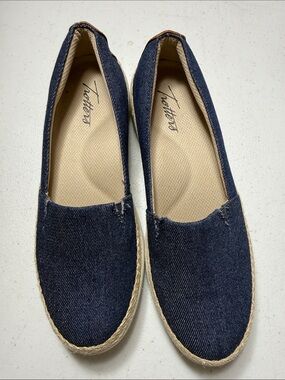 Trotters Dark Blue Denim Espadrille Slip-Ons